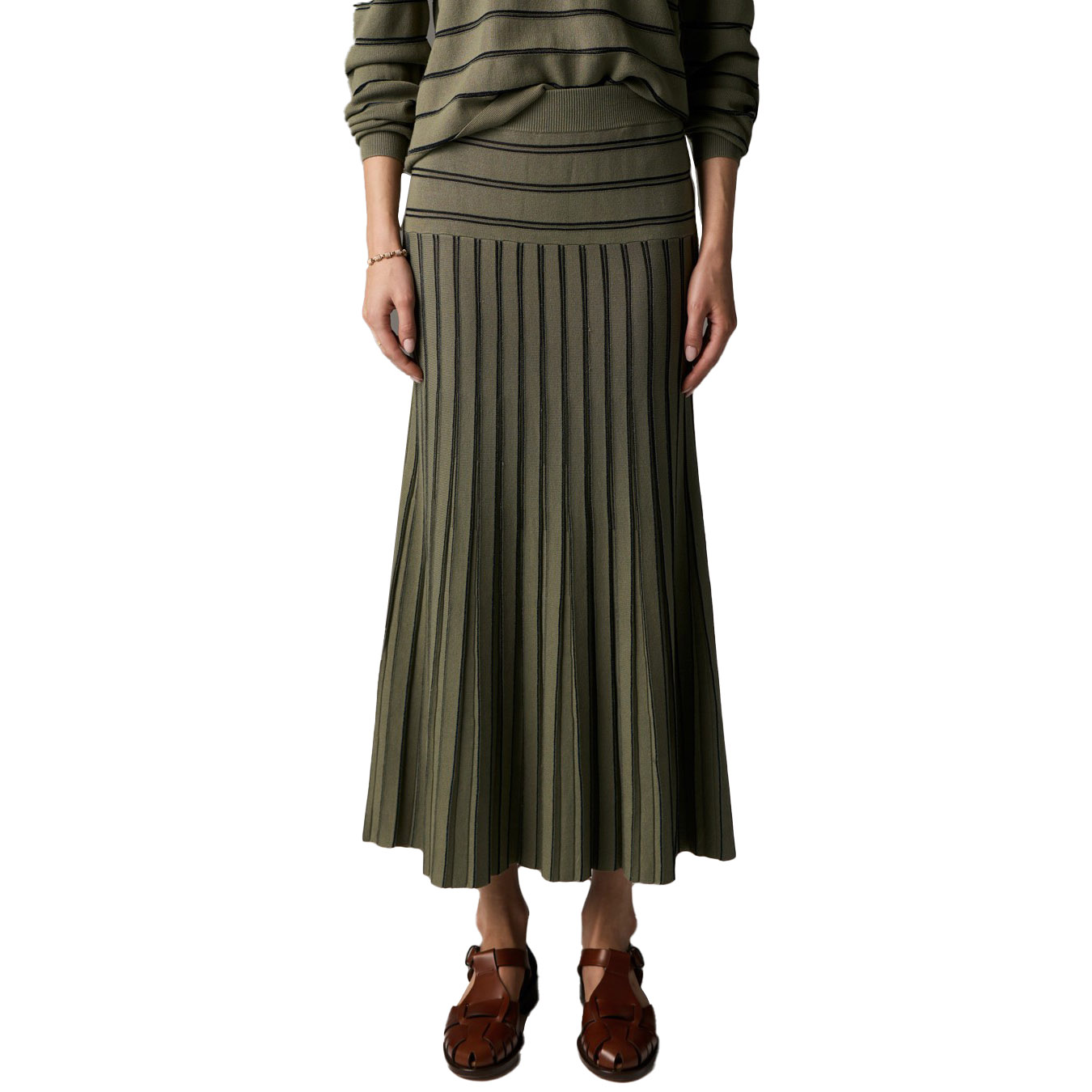POL Gizelle Lurex Pleat Skirt